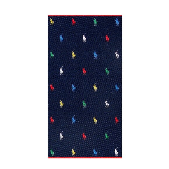 NWT Ralph Lauren Beach Towel, Navy with Multi Pony, 100% Cotton, 66"(L) x 35"(W) - Picture 1 of 3